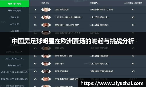 中国男足球明星在欧洲赛场的崛起与挑战分析