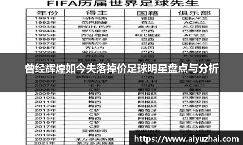 曾经辉煌如今失落掉价足球明星盘点与分析