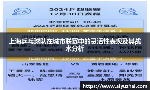 上海乒乓球队在城市联赛中的灵活性表现及其战术分析